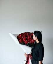 A bouquet of 108 red roses